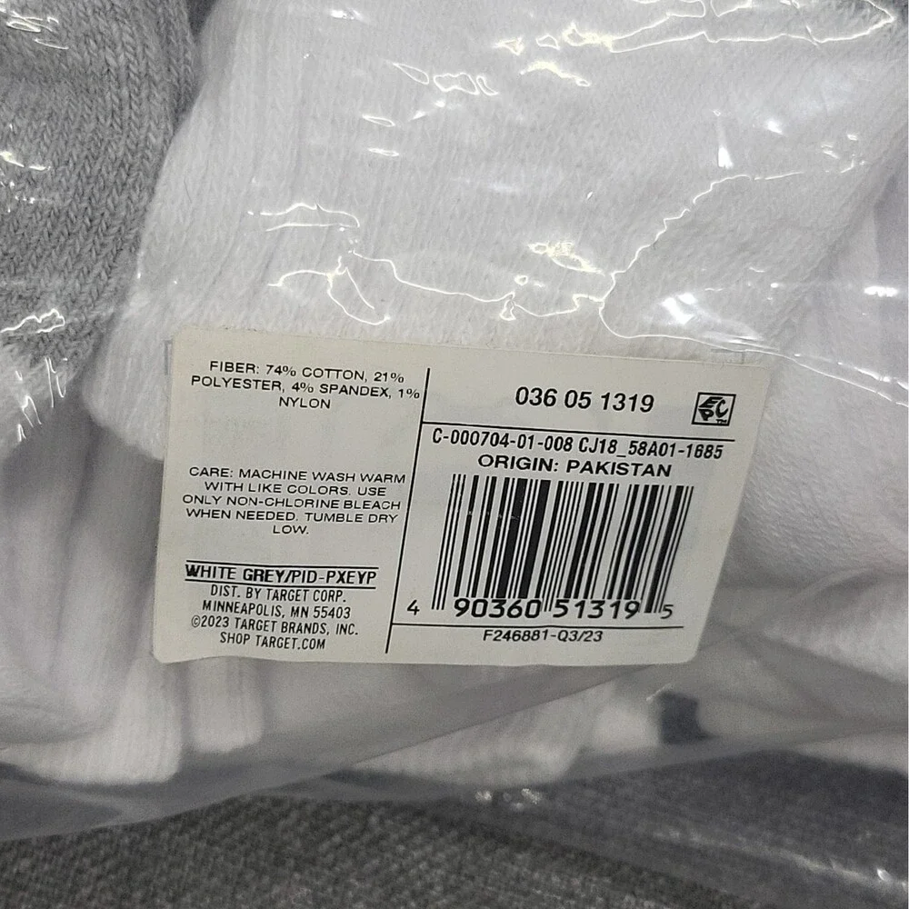 Cat & Jack Boys' 10 pair Ankle Socks White Size Medium 9-2.5